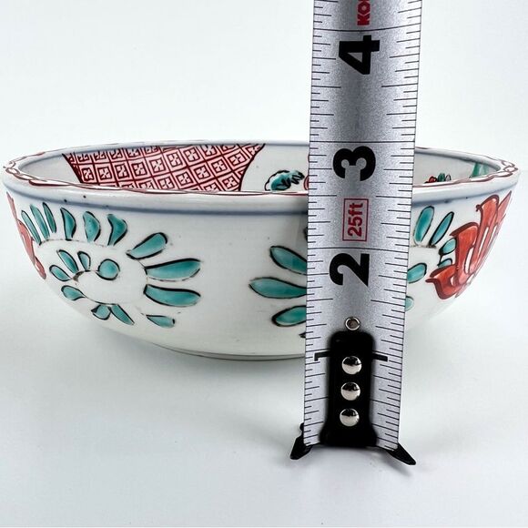 Japanese Imari Polychrome Vintage Meiji Period Flower Landscape Scene Arita Bowl - Picture 16 of 16